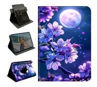 BEOTIWAD 360 Rotating Case for Samsung Galaxy Tab A11 / Tab A9 8.7 Inch 2026/2024,Slim PU Leather Folio Protective Cover with Multi-Angle Stand, Smart Auto Sleep/Wake Shell,Purple Cherry Blossoms