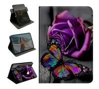 BEOTIWAD 360 Rotating Case for Samsung Galaxy Tab A11 / Tab A9 8.7 Inch 2026/2024,Slim PU Leather Folio Protective Cover with Multi-Angle Stand, Smart Auto Sleep/Wake Shell,Purple Rose Butterfly