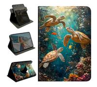 BEOTIWAD 360 Rotating Case for Samsung Galaxy Tab A11 / Tab A9 8.7 Inch 2026/2024,Slim PU Leather Folio Protective Cover with Multi-Angle Stand, Smart Auto Sleep/Wake Shell,Sea Turtles Coral Reef