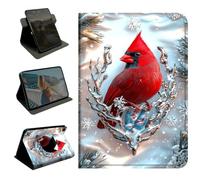 BEOTIWAD 360 Rotating Case for Samsung Galaxy Tab A7 Lite 8.7" (2021 Model, SM-T220/T225/T227), Slim PU Leather Protective Cover with Multi-Angle Stand,Northern Cardinal Red Bird
