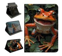 BEOTIWAD 360 Rotating Case for Samsung Galaxy Tab A7 Lite 8.7" (2021 Model, SM-T220/T225/T227), Slim PU Leather Protective Cover with Multi-Angle Stand,Orange Frog