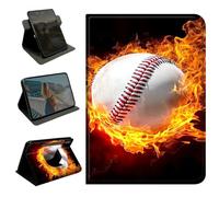 BEOTIWAD 360 Rotating Case for Samsung Galaxy Tab S10 Ultra/S9 Ultra 14.6" 2023/S8 Ultra 2022,Slim Folio Protective Cover with Multi-Angle Stand, Auto Sleep/Wake Shell,White Baseball On Fire