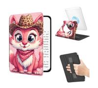 BEOTIWAD 360 Rotating Magnetic Detachable Case for 6.8" Kindle Paperwhite 11th Generation 2021/2024 with Hand Strap, Clear Back Stand Auto Wake/Sleep,Pink Fox Cub