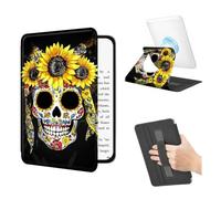 BEOTIWAD 360 Rotating Magnetic Detachable Case for 6" All-New Kindle 10th Generation 2019 Release with Hand Strap, Clear Back Stand Auto Wake/Sleep,Sugar Skull with Sunflowers