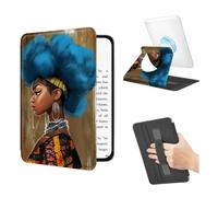 BEOTIWAD 360 Rotating Magnetic Detachable Case for 6" All-New Kindle 10th Generation 2019 Release with Hand Strap, Clear Back Stand Auto Wake/Sleep,Black_Woman