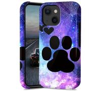 BEOTIWAD Animals Dog Paws Galaxy Phone Case for iPhone 13 6.1" Dual Layer Hybrid Hard PC & Silicone Protective Design Heavy Duty Shockproof Protective Cover for iPhone 13 6.1"