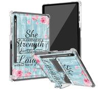 BEOTIWAD Bible Quote Proverbs 31-25 Clear Case for Samsung Galaxy Tab S9 FE 10.9 Inch 2023(X510/X516/X518) with Kickstand and Pencil Holder,Transparent TPU Back Shockproof Shell Cover