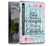 BEOTIWAD Bible Quote Proverbs 31-25 Clear Tablet Case for Samsung Galaxy Tab S9 FE 10.9 Inch 2023(X510/X516/X518),Transparent Slim TPU Back Shockproof Shell Cover Samsung Tab S9 FE 2023