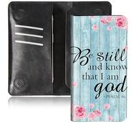 BEOTIWAD Bifold Wallet for Men Women,PU Leather Dual Magnetic Clasp Closure Long Wallet Clutch Bag with RFID Blocking Money Phone Pockets& Card Slots, Psalm 46-10 Be Still, 7.36x3.94 inches