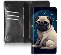 BEOTIWAD Bifold Wallet for Men Women,PU Leather Dual Magnetic Clasp Closure Long Wallet Clutch Bag with RFID Blocking Money Phone Pockets& Card Slots, Dog Moon, 7.36x3.94 inches