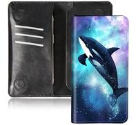 BEOTIWAD Bifold Wallet for Men Women,PU Leather Dual Magnetic Clasp Closure Long Wallet Clutch Bag with RFID Blocking Money Phone Pockets& Card Slots, Orca Whale, 7.7x4.3 inches