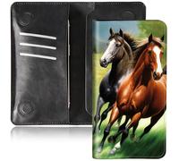 BEOTIWAD Bifold Wallet for Men Women,PU Leather Dual Magnetic Clasp Closure Long Wallet Clutch Bag with RFID Blocking Money Phone Pockets& Card Slots, Running Horse, 7.7x4.3 inches