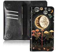 BEOTIWAD Bifold Wallet for Men Women,PU Leather Dual Magnetic Clasp Closure Long Wallet Clutch Bag with RFID Blocking Money Phone Pockets& Card Slots, Full Moon Flower, 7.36x3.94 inches