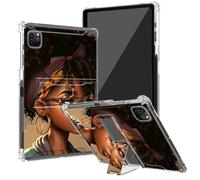 BEOTIWAD Black African American Clear Case for iPad Pro 12.9(6th/5th/4th/3rd Generation, 2022/2021/2020/2018) with Kickstand and Pencil Holder,Transparent TPU Back Shockproof Shell Cover
