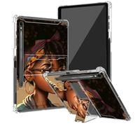 BEOTIWAD Black African American Clear Case for Samsung Galaxy Tab S9 FE 10.9 Inch 2023(X510/X516/X518) with Kickstand and Pencil Holder,Transparent TPU Back Shockproof Shell Cover
