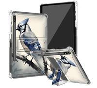 BEOTIWAD Blue Jay Bird Clear Case for Samsung Galaxy Tab S8 Plus 2022/S7 FE 2021/S7 Plus 2020 12.4 Inch with Kickstand and Pencil Holder,Transparent TPU Back Shockproof Shell Cover