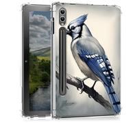 BEOTIWAD Blue Jay Bird Clear Case for Samsung Galaxy Tab S9 Plus 12.4 Inch 2023 Model (SM-X810/X816B/X818U),Transparent Slim TPU Back Shockproof Shell Cover for Samsung Tab S9 Plus