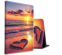 BEOTIWAD Case for 7" Kindle Paperwhite 12th Gen 2024 Released & Kindle Colorsoft Signature Edition Shockproof PU Leather Stand Cover with Auto Sleep/Wake,Heart On an Beach Waves