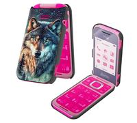 BEOTIWAD Case for HMD Barbie TA-1681 with Tempered Glass Screen Protector Majestic Wolf Theme Hybrid Dual Layer Heavy-Duty Shockproof Protection Cover for HMD Barbie