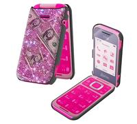 BEOTIWAD Case for HMD Barbie TA-1681 with Tempered Glass Screen Protector Pink Glittering Dollar Bills Theme Hybrid Dual Layer Heavy-Duty Shockproof Protection Cover for HMD Barbie
