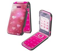BEOTIWAD Case for HMD Barbie TA-1681 with Tempered Glass Screen Protector Pink Hearts and Stars Theme Hybrid Dual Layer Heavy-Duty Shockproof Protection Cover for HMD Barbie