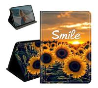 BEOTIWAD Case for iPad 10.2 Inch 9th/8th/7th Generation 2021/2020/2019,PU Leather Stand Smart Protective Cover with Auto Wake/Sleep,Multi-Angle Viewing Case,Smile Sunflower