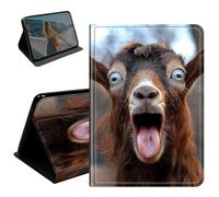 BEOTIWAD Case for iPad Air 3 10.5" 2019 & iPad Pro 10.5 Inch 2017,PU Leather Stand Smart Protective Cover with Auto Wake/Sleep,Multi-Angle Viewing Case,Brown Goat with White Eyes