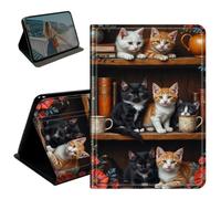 BEOTIWAD Case for Microsoft Surface Go 3/2 10.5" & Surface Go 10",PU Leather Stand Smart Protective Cover with Auto Wake/Sleep,Multi-Angle Viewing Case,Wooden Shelf Kittens