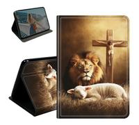 BEOTIWAD Case for Microsoft Surface Pro 8 13" 2021,PU Leather Stand Smart Protective Cover with Auto Wake/Sleep,Multi-Angle Viewing Case,Lion and Lamb Cross