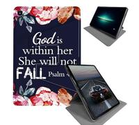 BEOTIWAD Case for Samsung Galaxy Tab A 10.1 2019 Model SM-T510 / T515 / T517-360 Rotating Stand Folding Protective Cover with Auto Sleep/Wake,Psalm 46-5 with Flowers