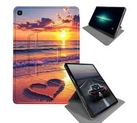 BEOTIWAD Case for Samsung Galaxy Tab A 8.0 Case 2019 SM-T290/ T295/ T297-360 Rotating Stand Folding Protective Cover with Auto Sleep/Wake,Heart On an Beach Waves