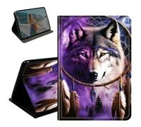 BEOTIWAD Case for Samsung Galaxy Tab S10/S9 11" & S9 FE/S10 FE 10.9",PU Leather Stand Smart Protective Cover with Auto Wake/Sleep,Multi-Angle Viewing Case,Dream Catcher Wolfs