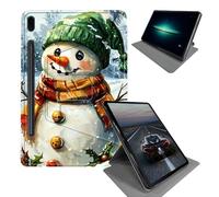 BEOTIWAD Case for Samsung Galaxy Tab S8 Plus 2022 / S7 FE 2021 / S7 Plus 2020 12.4-Inch-360 Rotating Stand Folding Protective Cover with Auto Sleep/Wake,Snowman with Hat
