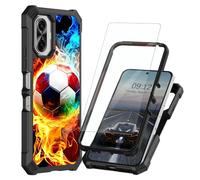 BEOTIWAD Case for TCL NxtPaper 70 Pro with Screen Protector,Dual Layer Heavy Duty Hard PC+Soft TPU Rugged Anti-Drop Shockproof Protective Cover,Flaming Soccer Ball