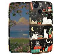 BEOTIWAD Cats Playing On Bookshelves Phone Case for iPhone 15 Plus 6.7" Hard PC Full Protective Cover Design Shockproof Protective Cover for iPhone 15 Plus 6.7"