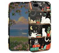BEOTIWAD Cats Playing On Bookshelves Phone Case for iPhone 7 Plus/8 Plus 5.5" Hard PC Full Protective Cover Design Shockproof Protective Cover for iPhone 7 Plus/8 Plus 5.5"