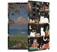 BEOTIWAD Cats Playing On Bookshelves Phone Case for Samsung Galaxy S25 Ultra 6.9" Hard PC Full Protective Cover Design Shockproof Protective Cover for Galaxy S25 Ultra