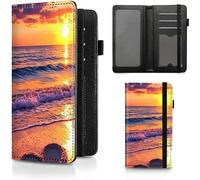 BEOTIWAD Checkbook Cover Premium Leather Check Book Holder Wallet with RFID Blocking Function for Men and Women, Heart On An Beach Waves