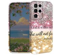 BEOTIWAD Christian Bible Psalm 46-5 Phone Case for Samsung Galaxy S21 Ultra/S30 Ultra 6.8" Hard PC Full Protective Cover Design Shockproof Protective Cover for Galaxy S21 Ultra/S30 Ultra