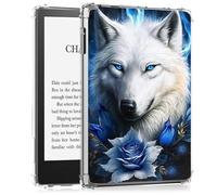 BEOTIWAD Clear Case for 6" Kindle 10th Gen 2019 Release & Kindle Signature Edition Transparent Slim TPU Back Shockproof Shell Cover,Bule Rose Wolf