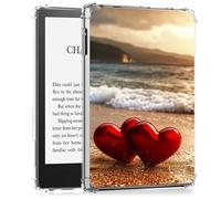 BEOTIWAD Clear Case for 6" Kindle 10th Gen 2019 Release & Kindle Signature Edition Transparent Slim TPU Back Shockproof Shell Cover,Two Red Hearts On The Beach