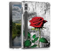 BEOTIWAD Elegant Red Rose Clear Case for Samsung Galaxy Tab S9 Ultra 2023 / S8 Ultra 2022 [SM-X910/X916B/X918U/X900/X906],Transparent Slim TPU Back Shockproof Shell Cover