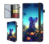 BEOTIWAD Elephant Grass Flowers Pattern Car Insurance and Registration Holder,PU Leather Vehicle Glove Box Paperwork Wallet Case Document Essential Documents Organizer for Driver's License Cards