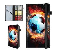 BEOTIWAD Fire Soccer Pattern Car Insurance and Registration Holder,PU Leather Vehicle Glove Box Paperwork Wallet Case Document Essential Documents Organizer for Driver's License Cards