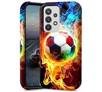 BEOTIWAD Flaming Soccer Ball Phone Case for Samsung Galaxy A53 5G 6.5" Dual Layer Hybrid Hard PC & Silicone Protective Design Heavy Duty Shockproof Protective Cover for Samsung A53 5G