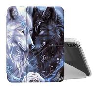 BEOTIWAD for iPad (A16) 11th Generation 11" 2025/iPad 10th Generation 10.9" 2022 Case Mutil Angles Folding Y-Shaped Stand Cover with Pencil Holder Auto Wake/Sleep,Wolf in Love Rose