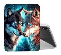 BEOTIWAD for iPad (A16) 11th Generation 11" 2025/iPad 10th Generation 10.9" 2022 Case Mutil Angles Folding Y-Shaped Stand Cover with Pencil Holder Auto Wake/Sleep,Two Wolves in Love