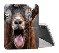 BEOTIWAD for iPad Air 11 2024/2025/Air 4th/ 5th 10.9"/Pro 11 2018/2019 /2021/2022 Case Mutil Angles Folding Y-Shaped Stand Cover with Pencil Holder Auto Wake/Sleep,Brown Goat with White Eyes