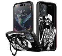 BEOTIWAD for Samsung Galaxy A06 6.7" Case with Stand Skeleton Taking Selfie Theme Mixed Dual Layer Kickstand Shockproof Protective Cover for Samsung A06