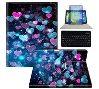 BEOTIWAD Keyboard Tablet Case with Pen Holder for Samsung Galaxy Tab A9+ 10.9 Inch 2023 Model (SM-X210/X216/X218), 360 Degree Rotating Stand Acrylic Protective Cover,Heart of Love